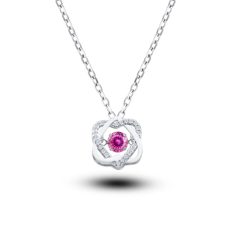 Moissanite Necklace For Women 100% Sterling S925 Silver With White Gold Plated Lab Diamond
