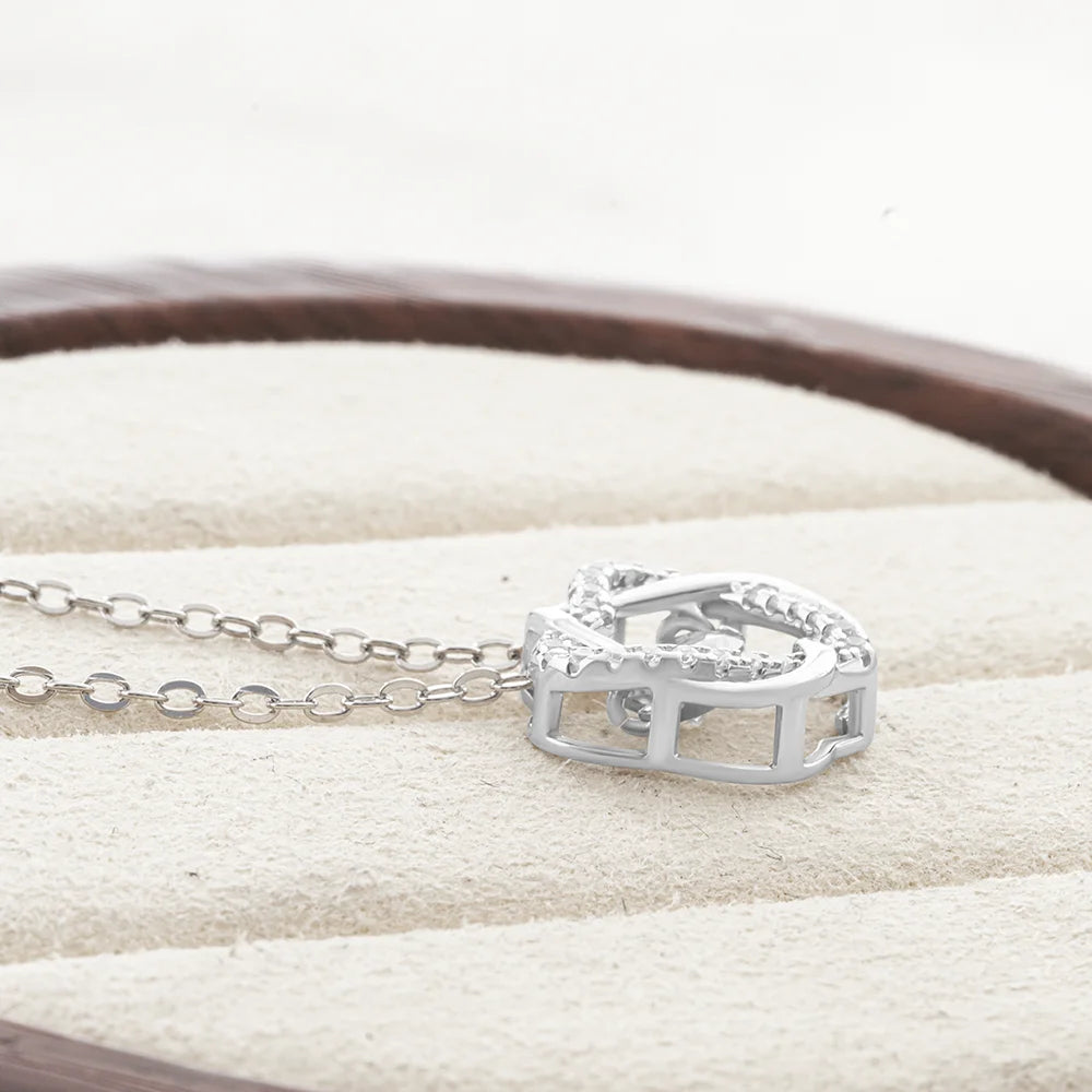 Moissanite Necklace For Women 100% Sterling S925 Silver With White Gold Plated Lab Diamond