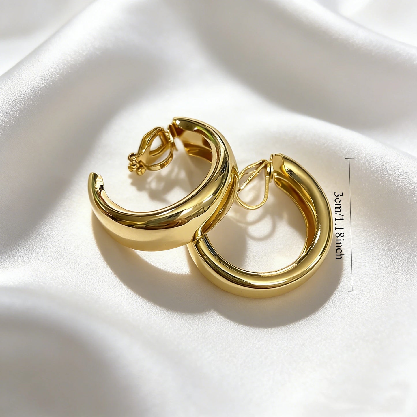 Trendy Gold Crisscross Wide Hoop Clip-On Earrings