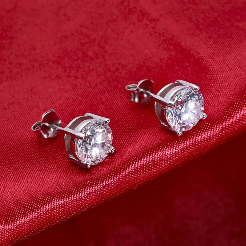 0.5-2 Carat 8.0mm D Color Moissanite 100% 925 Sterling Silver Stud Earrings