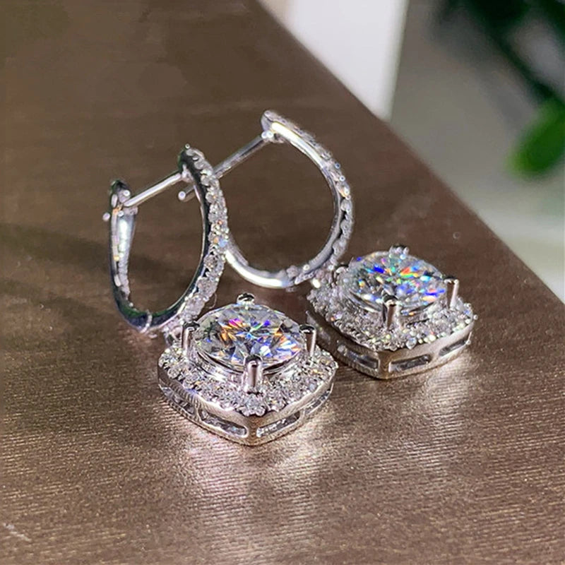 D Moissanite 3ct Earrings 925 Sterling Silver