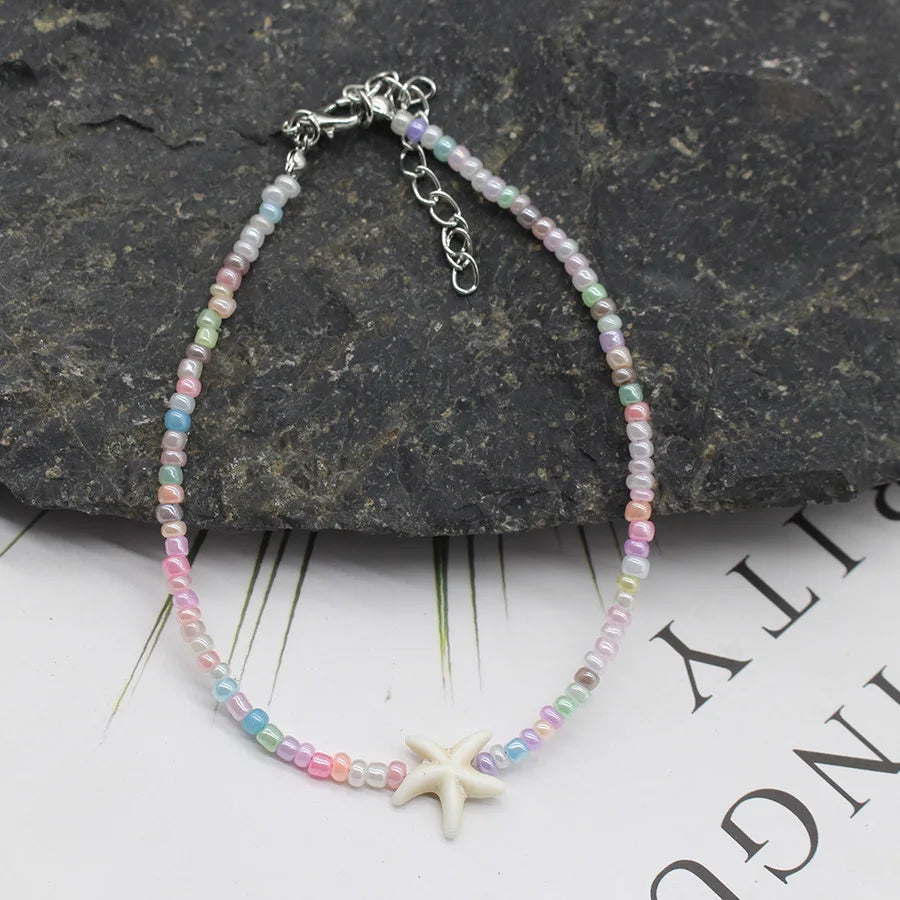 New Beach Style Seashell Necklace Beaded Choker Necklaces for Women Handmade Starfish Pendant Fashion Ocean Украшения Чокер